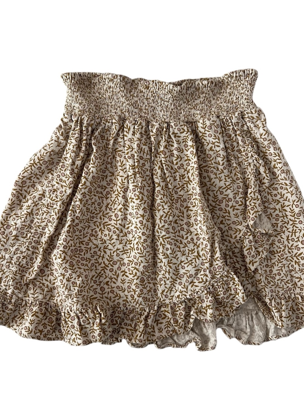 Rylee + Cru Cream Skirt with Brown Floral Print